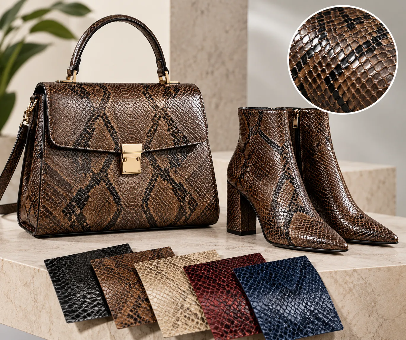 Snake Texture Synthetic Leather